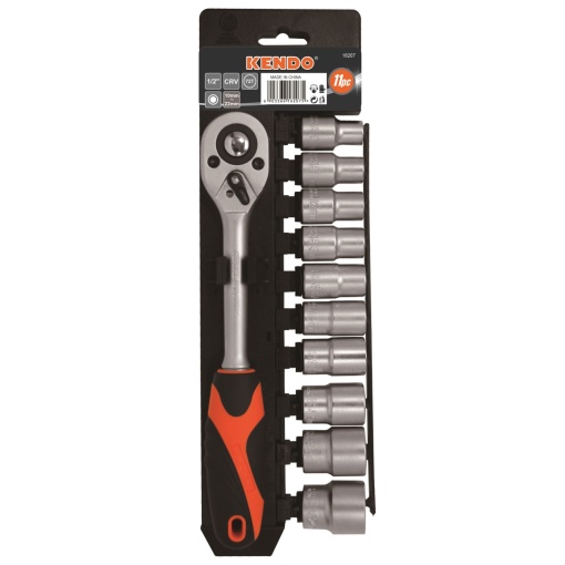 Set de capete 1/2" cu clichet, 11 bucati, cod 16207