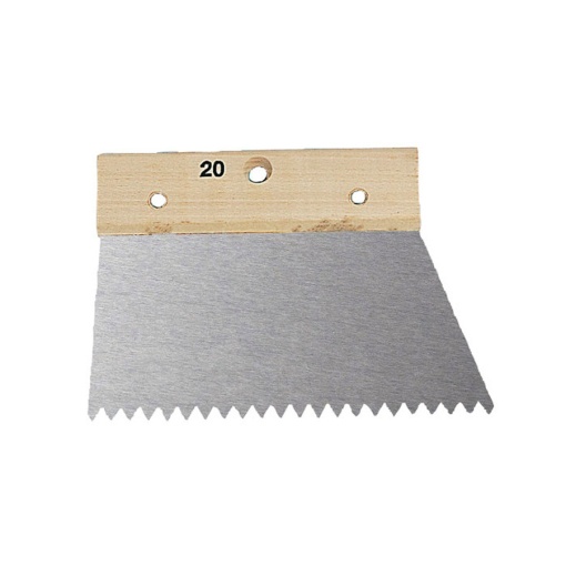 Spatula dintata triunghiular, maner de lemn - 20 (7×5)