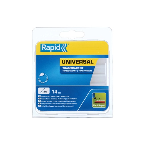 Baton silicon profesional Rapid Universal transparent, O12mm x 94mm, baza EVA, 14 buc blister 40107356