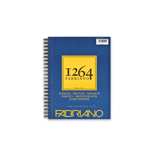 Bloc desen 1264 Schizzi, A4, 90gr, 120 file, cu spirală pe lungime Fabriano