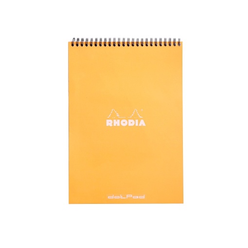 Blocnotes grafic A4, spirală metalică dublă, 80 file, Rhodia Classic Orange
