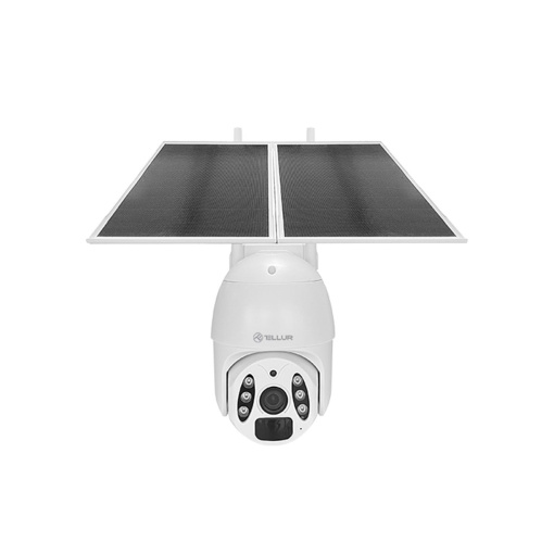 Cameră solară WiFi Tellur Smart, P&T, 3MP, 2K UltraHD, PIR, panou solar 20W, Alb