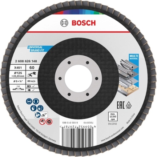 Disc lamelar Bosch profil drept, 125x22.2 mm, granulatie 60