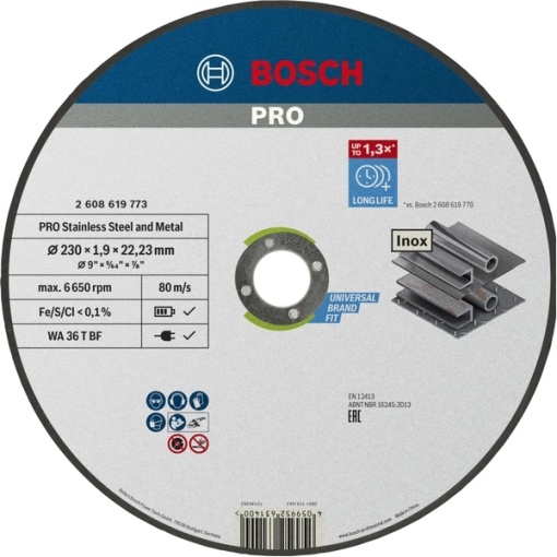 Disc taiere inox si metal Bosch 230x22.2x1.9 mm