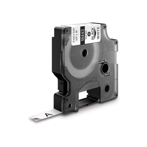 Etichete industriale vinil 9mm x 5.5m negru alb DYMO ID1 18443 S0718580