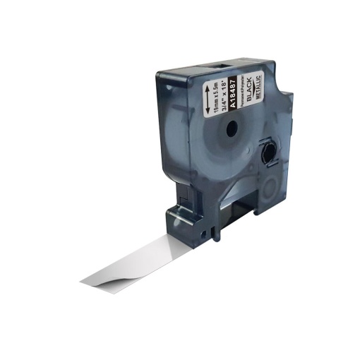 Etichete poliester argintiu 19mm x 5.5m compatibile Dymo 18487