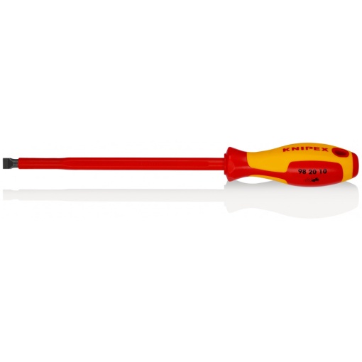 KNIPEX 98 20 10 șurubelniță pentru șuruburi cu fantă mâner izolator multicomponent, testat de VDE brunat 320 mm