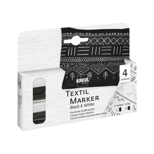 Marker textile Kreul Opak alb-negru 4/set