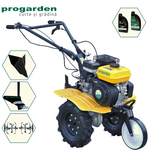 Motocultor ProGARDEN Pachet Campo 703 7CP + Plug simplu + Plug bilonat/rarita + 2L Ulei