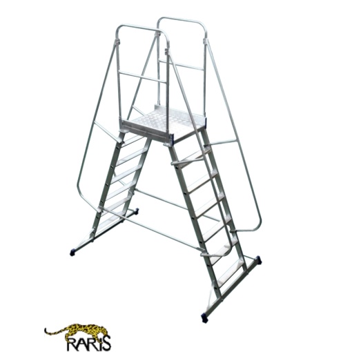 Scara mobila cu platforma, din aluminiu, dubla, la 70°, roti laterale, produs RARIS, tip PDA