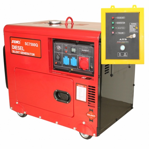SENCI, Generator SC7500Q-3, Putere max. 6 kVA/4,8 kW, 400/230V, ATS&AVR, motor Diesel