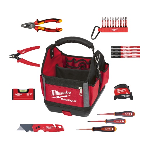 Set 23 scule de mana electricieni in geanta Milwaukee PACKOUT™ Tote 25cm