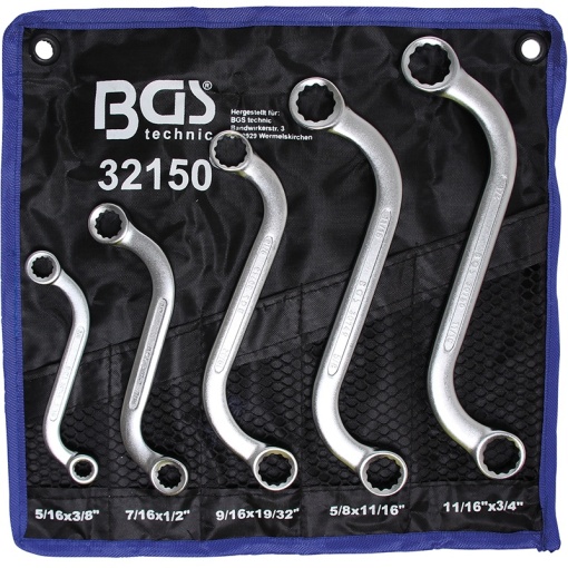 Set 5 chei inelare duble tip S, in toli, 5 buc, 3/8"-3/4"