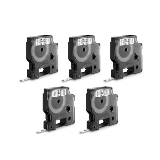 Set 5 Etichete CD DVD DYMO LabelManager D1 6mm x 7m negru alb S0720780 43613