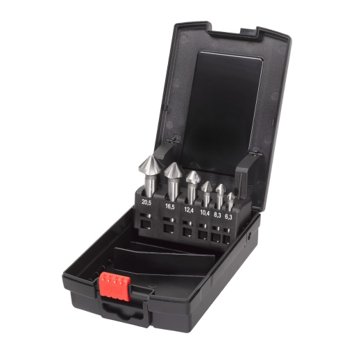 SET 6 ZENCUITOARE HSS COBALT COUNTERSINK, PENTRU OTELURI < 1100 N/mm², DIAMETRE 6.3/8.3/10.4/12.4/16.5/20.5MM