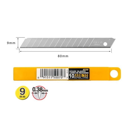 Set ASB-10 - lame japoneze de 9 mm, 10 bucati, Olfa