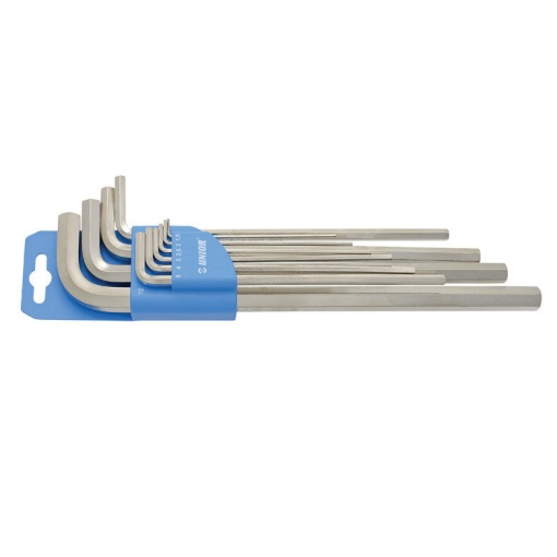 Set de 10 chei locas hexagonal, varianta lunga in suport de plastic Unior 1,5-12 mm