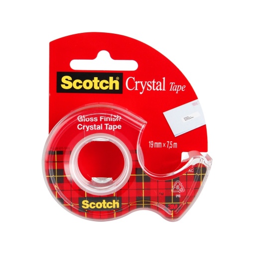 Bandă adezivă 19 mm x 7,5 m cu dispenser 3M Scotch Crystal