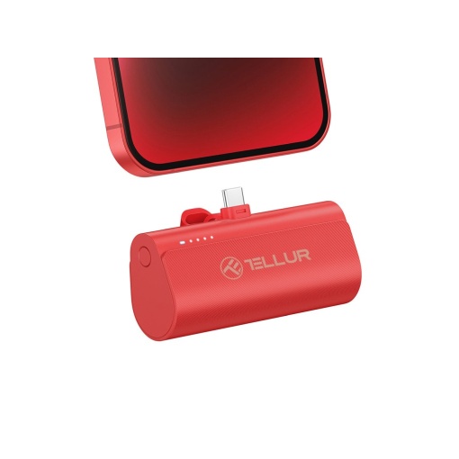 Baterie externă Tellur PD202 5000mAh, QC3.0 18W + PD20W, USB-C, roșu