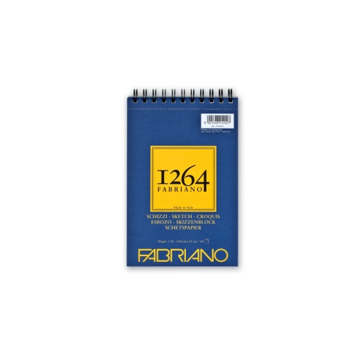 Bloc desen 1264 Schizzi, A5, 90gr, 60 file, cu spirală pe lățime Fabriano