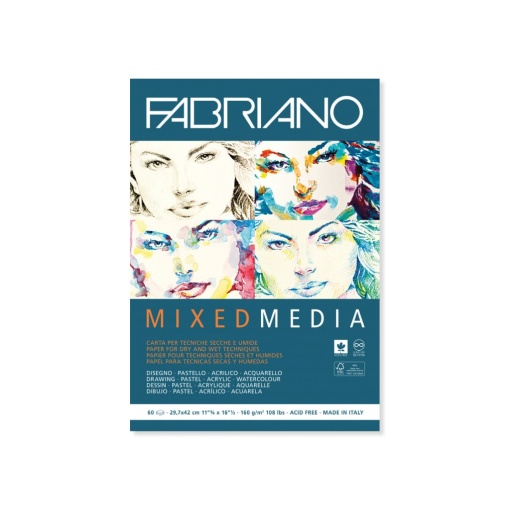 Bloc desen Mix Media, A3, 160 g, 60 file, fără spirală Fabriano