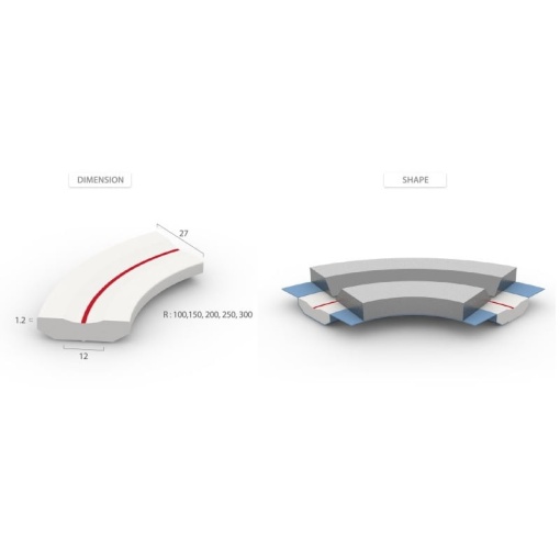 CBM 8067 (R250) - Suport ceramic cu raza, sudura - 12X27XR250 mm