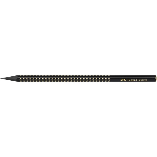 Creion grafit B triunghiular grip sparkle lemn negru midnight gold Faber-Castell