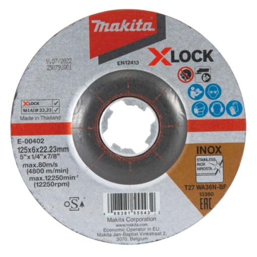 Disc Makita premium X-LOCK slefuit inox 125mm