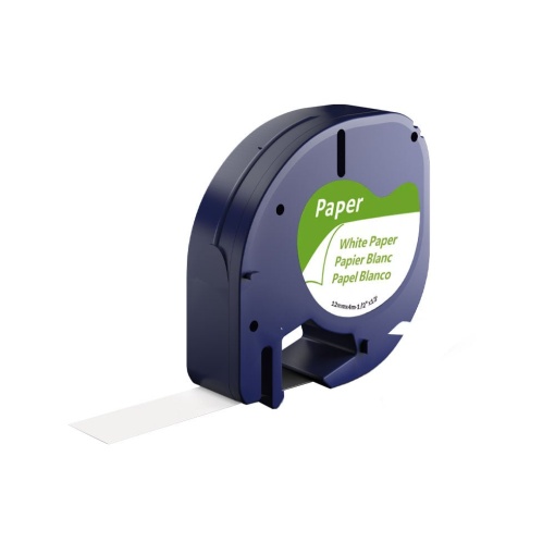 Etichete borcane hartie alba 12mm x 4m compatibile Dymo Letratag 91200 S0721510, functioneaza si cu Imprimanta AIMO P12