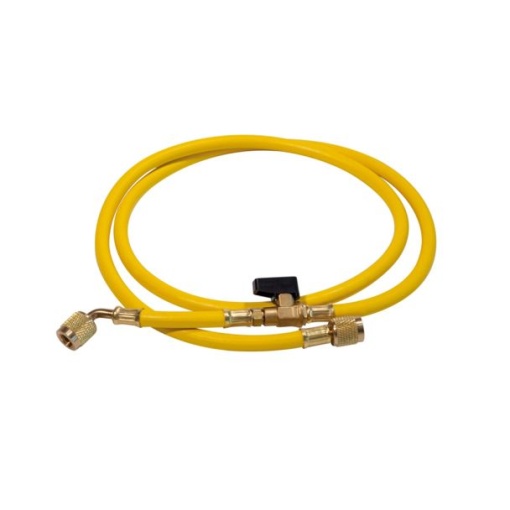 Furtun de presiune Rothenberger “Plus” cu robinet cu bilă galben, 5/16″ SAE, 1.5 m