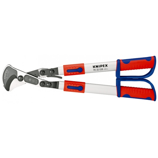 KNIPEX 95 32 038 Foarfece de tăiat cabluri (principiul clichetului) cu laturi telescopice cu manşoane multicomponent 570 mm