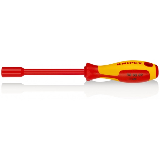 KNIPEX 98 03 09 Cheie tubulară cu mâner tip șurubelniță mâner izolator multicomponent, testat de VDE brunat 237 mm
