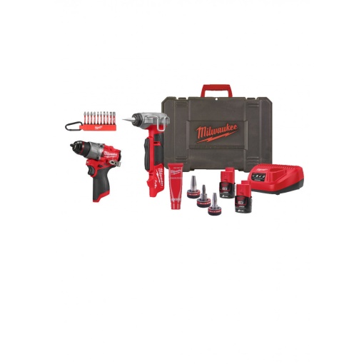 Pachet dispozitiv expandare sub compact M12 FUEL™ UPONOR™ Q&E M12 FPXP-I06202C, 3 capete incluse 16/20/25, 2 baterii, incarcator, geanta+ masina de gaurit 45 Nm + set 10 biti