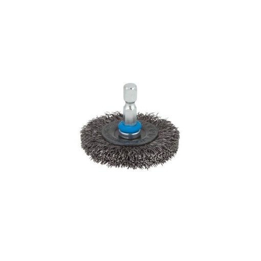 Perie tip disc cu fir ondulat Wolfcraft 2710000, D 50 mm, tija hexagonala 1/4", grosime sarma 8 mm