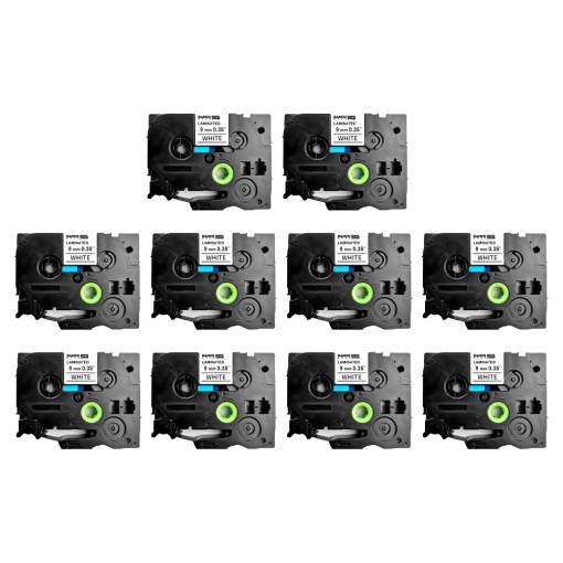 Set 10 Etichete SG compatibile Brother TZe-221 9mm x 8m Negru Alb Sanco Grup SG