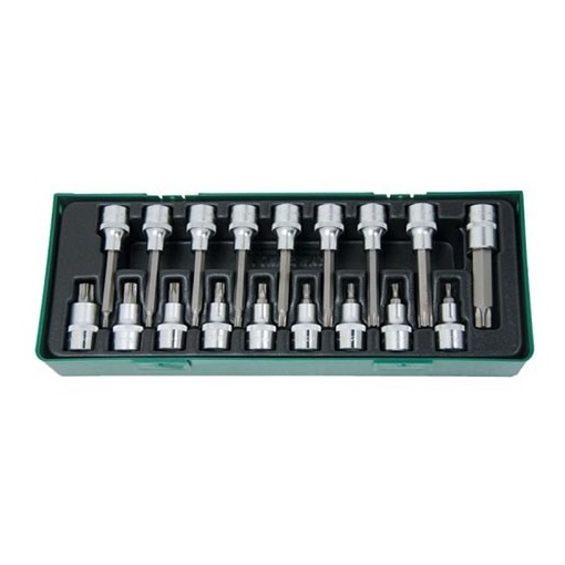 Set 18 piese cap cheie tubulara Jonnesway 1/2" Torx lungi si scurti T20-T60