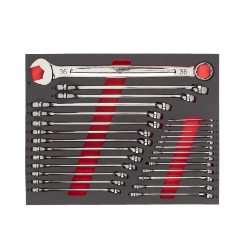 Set 27 bucăți chei fixe combinate MAX BITE în inserții spumă 6-36 mm