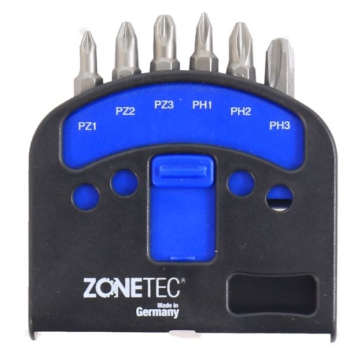 Set 6 biti PH si PZ Zonetec ZA1986-3, hex 1/4", cu suport bit magnetic 50 mm