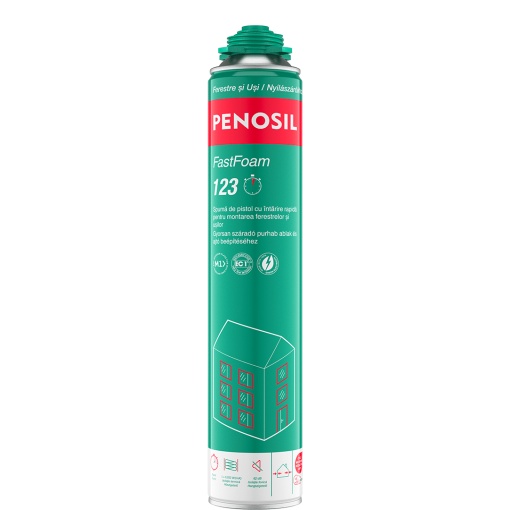 Spumă de pistol cu întărire rapidă pentru montarea ferestrelor și ușilor PENOSIL FastFoam 123, 1000 ml