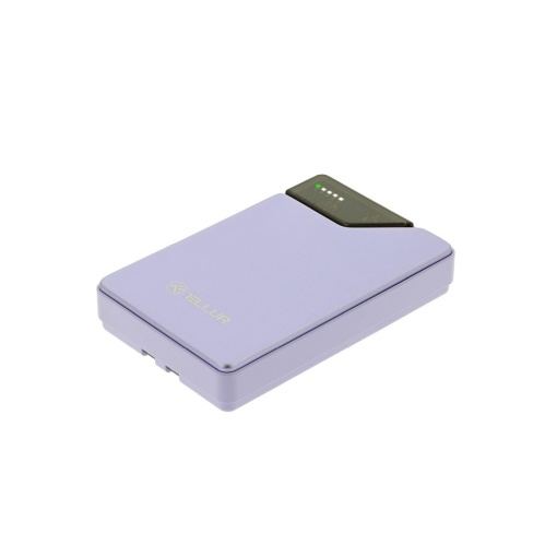 Baterie externă Tellur 10000mAh, USB-C + Lightning cabluri incorporate, QC3.0, PD, mov