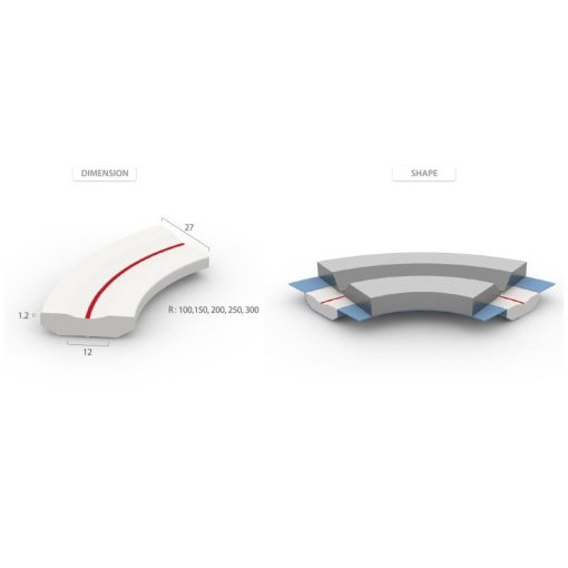 CBM 8067 (R300) - Suport ceramic cu raza, sudura - 12X27XR300 mm