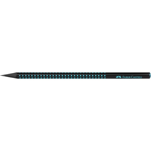 Creion grafit B triunghiular grip sparkle lemn negru midnight ocean Faber-Castell