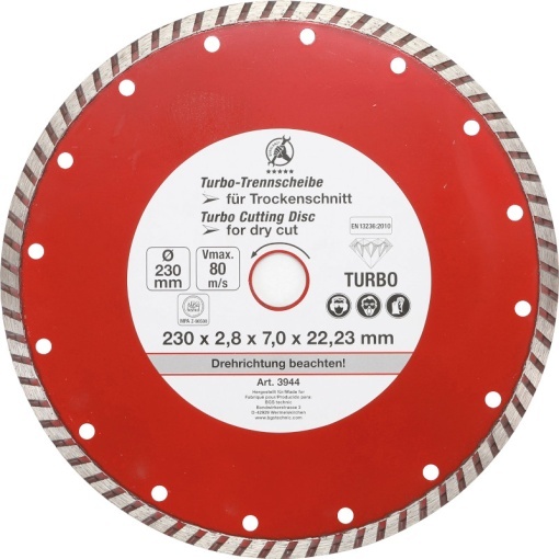 Disc diamantat BGS pentru materiale de santier, 230x22.2 mm