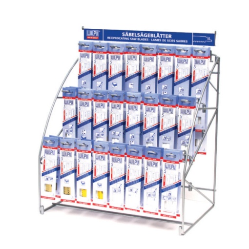 Expozitor Wilpu panze pentru fierastrau vertical, prindere T, pentru metal si lemn / 75 piese