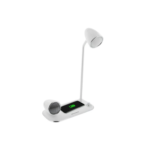 Încărcător wireless birou Tellur, 15W, Boxă Bluetooth 5W, Lampă de birou, Tellur Nostalgia, Alb