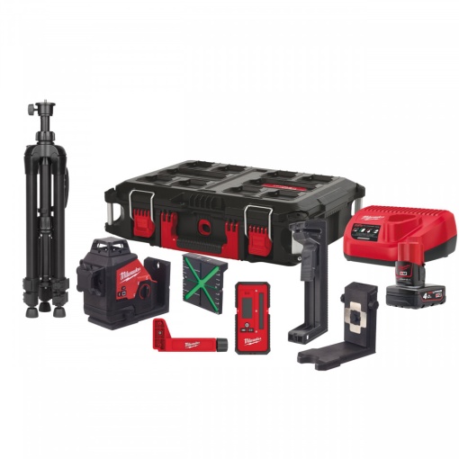 Kit nivelă laser verde cu 3 planuri 360° M12™3PLKIT-401P