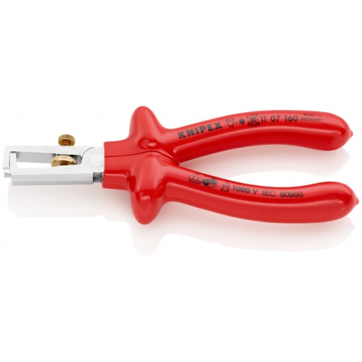 KNIPEX 11 07 160 Clește dezizolator Cu arc de deschidere, universal izolat prin imersie, testat de VDE cromat 160 mm