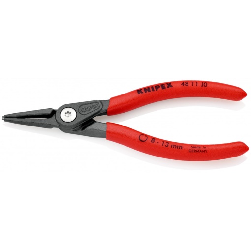 KNIPEX 48 11 J0 clește de precizie pentru inele de siguranță pentru inele interioare cu alezaje acoperit cu material plastic aderent bonderizat în culoarea gri 140 mm
