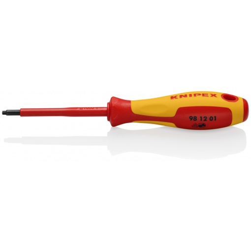KNIPEX 98 12 01 Șurubelnița pentru șuruburi Robertson R1 mâner izolator multicomponent, testat de VDE brunat 185 mm