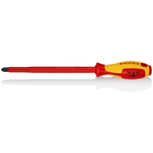 KNIPEX 98 24 04 șurubelniță pentru șuruburi cu fantă în cruce Phillips® mâner izolator multicomponent, testat de VDE brunat 320 mm